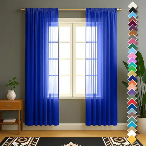 Miniatura 25 de YHSF Cortinas traslúcidas – Juego de 2 paneles para decoración del hogar – Elegantes cortinas de gasa sólida con bolsillo para barra