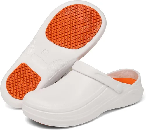Miniatura 8 de JSWEI Zapatos de cocina unisex para adultos, antideslizantes, resistentes al agua, para hombres, mujeres, enfermeras, jardineros, interiores