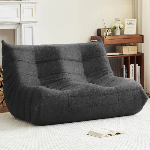 Miniatura 24 de Silla Puf, Silla Puf Loveseat junto a la Chimenea Sofá Puf para Adultos, Sillas Puf de 2 Plazas para Adolescentes con Espuma de Alta Resistencia