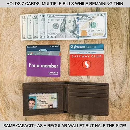 Miniatura 4 de Cartera minimalista de cuero de grano superior para hombre, costuras ultra fuertes, cuero argentino hecho a mano, bloqueo RFID, cómoda cartera