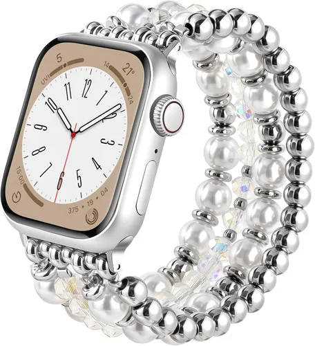 Miniatura 16 de AIRSPO Pulseras de cuentas compatibles con Apple Watch Band de 38, 40, 41, 42, 44 y 45 mm, hechas a mano, para series SE 8, 7, 6, 5, 4, 3, 2, 1