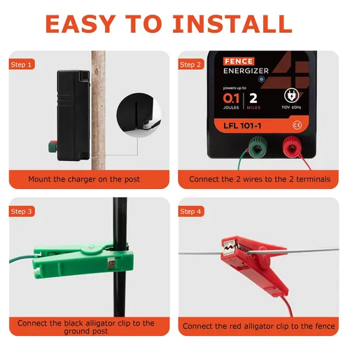 Miniatura 7 de Electric Fence Charger, 2 Mile 8 Acres Electric Fence Energizer, 0.1 Joule Ac Powered Output Voltage 5100v, for Preventing Wild Animals Intruding