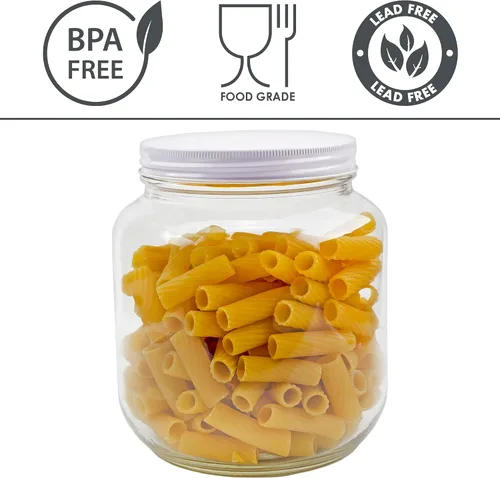 Miniatura 8 de Cornucopia Brands Tarro de vidrio transparente de boca ancha de 64 onzas, libre de BPA de grado alimenticio con tapa de metal (medio galón); tarro