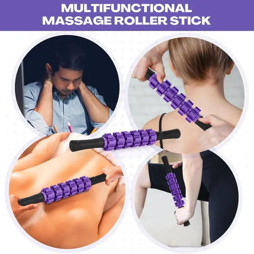 Miniatura 6 de Hiboom Paquete de 12 rodillos musculares para tejido profundo, rodillo de masaje de piernas con agarre antideslizante, herramientas relajantes