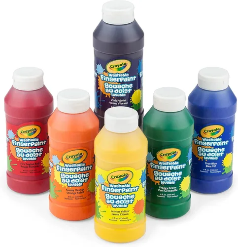 Crayola Pinturas lavables para dedos (6 unidades), suministros de pintura para preescolares y niños pequeños, juego de pintura de dedos para niños,