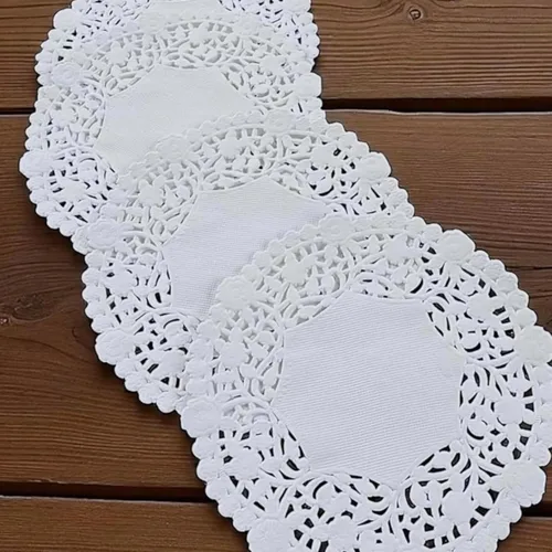 Miniatura 9 de 100 tapetes de encaje de papel blanco, redondos de 5 pulgadas, gruesos y resistentes, fabricados en Canadá, ideal para servir pasteles y postres