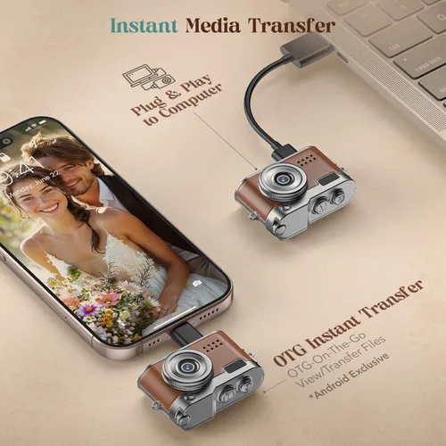 Miniatura 8 de HOTU Mini cámara digital, llavero 1080P HD con lente de 2MP, flash, grabación de video, tarjeta 32G incluida, cámara retro portátil y compacta