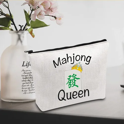 Miniatura 4 de JXGZSO Mahjong Queen Lucky Bag Game Tiles Travel Storage Mahjong Juego de mesa con cremallera, regalo para los amantes de Mahjong, Reina de Mahjong