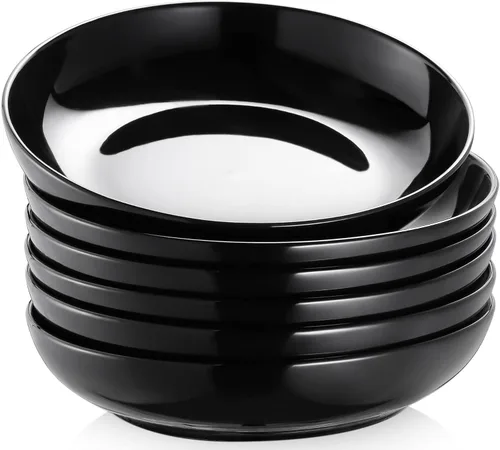 Y YHY Tazones para pasta de 30 onzas, cuencos grandes para servir ensalada, cuencos de sopa poco profundos, cuencos de porcelana para pasta, juego
