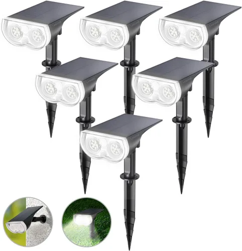 Miniatura 10 de Linkind - Paquete de 2 focos solares para el atardecer hasta el amanecer, luces solares para jardín con 16 LEDs, de luz blanca cálida de 3000 K