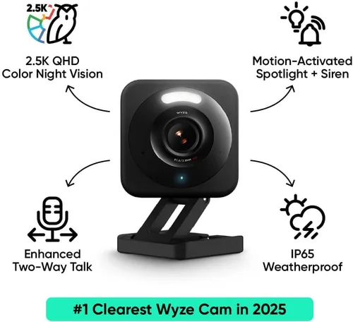 Miniatura 2 de WYZE Cam v4 (Modelo más reciente), Cámara de Seguridad AI de 2.5K, Cámaras para Interior/Exterior para Seguridad del Hogar, Monitor para Bebés