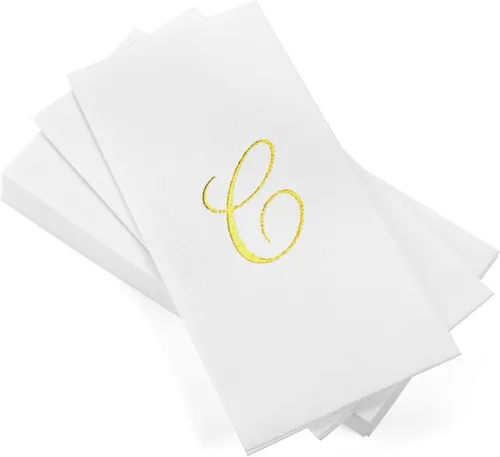 Miniatura 51 de AH AMERICAN HOMESTEAD Servilletas desechables – Servilletas doradas con monograma para invitados, servilletas acolchadas como tela para baño