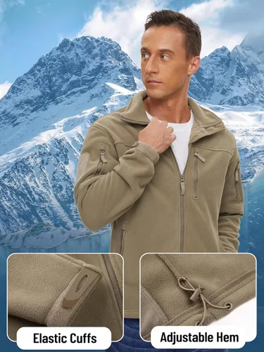 Miniatura 5 de TACVASEN Chaqueta de forro polar para hombre, chaqueta de invierno con cremallera completa, chaqueta táctica ligera, abrigos de senderismo al aire