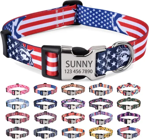 Miniatura 26 de Collares de perro personalizados Mihqy, collar de perro personalizado con nombre y número de teléfono, múltiples patrones y 4 tamaños, collar
