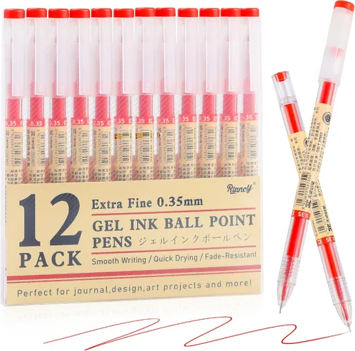 Miniatura 14 de Paquete de 12 bolígrafos de tinta de gel azul, punta extrafina de 0.014 in, papelería de estilo japonés, secado rápido, sin mancha, sin sangrado