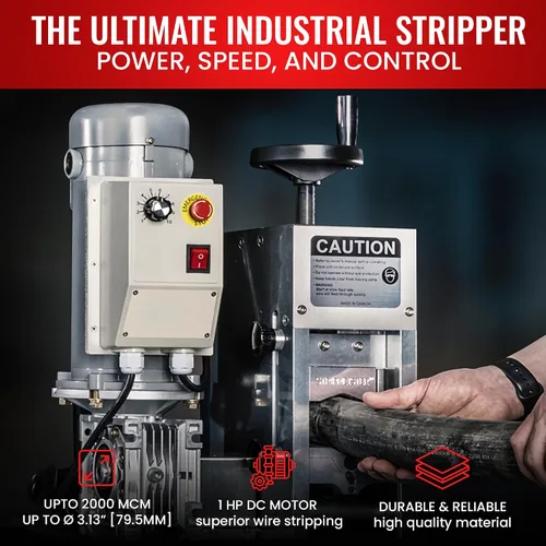 Miniatura 4 de StripMeister Máquina peladora de cables industrial E2000x - Tamaño de cable de hasta Ø3-1/8", sin atascos, pelacables automático con motor de CC