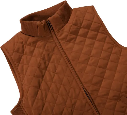 Miniatura 3 de Bienzoe Chaleco liviano sin mangas, acolchado, con cierre, casual, para mujeres con laterales elásticos.