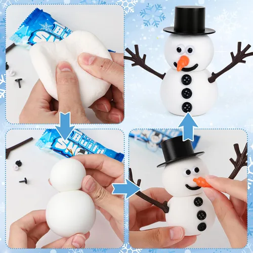 Miniatura 6 de 4 Pack de Manualidades Navideñas, Manualidad de Muñeco de Nieve de Arcilla de Secado al Aire, ¿Quieres Construir un Muñeco de Nieve? Rellenos