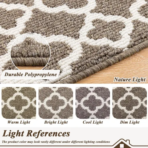 Miniatura 9 de U'Artlines Alfombra Pasillo para Pasillo 2×6 pies Antideslizante Alfombra de Piso de Cocina Corredores Patrón Geométrico Marrón Lavable a Máquina