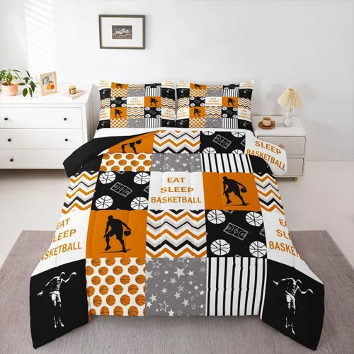 Miniatura 22 de Erosebridal Edredón de baloncesto para niños, juegos deportivos, inserción de edredón individual para niños, adolescentes y adultos, juego