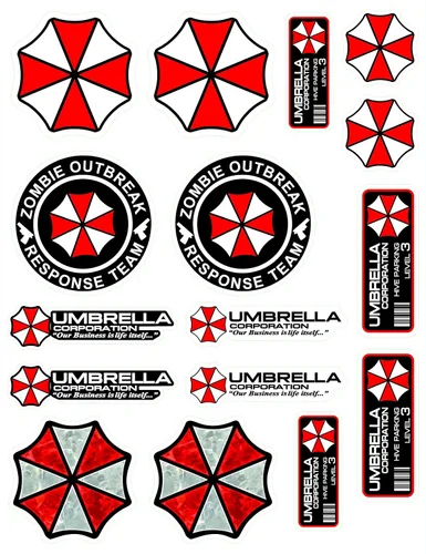Miniatura 4 de Juego de 13 calcomanías para paraguas Calcomanias Raccoon City Car Window Truck Bumper Bike Vinyl