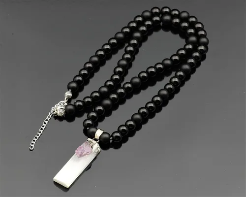 Miniatura 151 de Colgante de turmalina cruda natural, Collar de cuentas de ónix negro genuino, Collar de piedra negra, Collar de piedras preciosas, Cuentas de 0.315