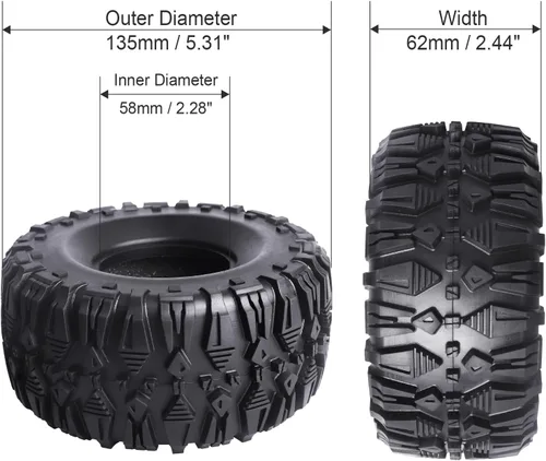 Miniatura 2 de Hobbypark Neumáticos súper suaves de 2.2 pulgadas para Traxxas TRX4 Axial SCX10 II Redcat Gen 8 Gen7 Everest 10 con espuma (paquete de 4)