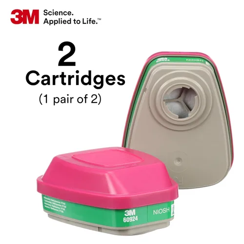 Miniatura 3 de 3M Cartucho/filtro respirador P100 60924, 1 par, aprobado por NIOSH, ayuda a proteger contra amoníaco, metilamina y partículas, para fabricación