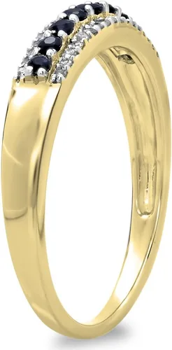 Miniatura 2 de Dazzlingrock Collection Anillo de boda apilable con piedras preciosas redondas y diamantes blancos redondos Oro amarillo de 10 quilates