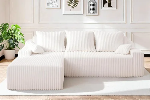 Miniatura 14 de HABUTWAY Sofá modular modular de 101 pulgadas con asiento profundo, moderno sofá convertible en forma de L, sofá tapizado con diván para sala