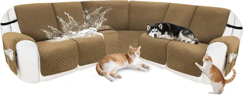 Miniatura 41 de Fundas para sofá modular reclinable, de terciopelo en forma de L, funda de consola central para perros y mascotas, lavable antideslizante, 1 funda