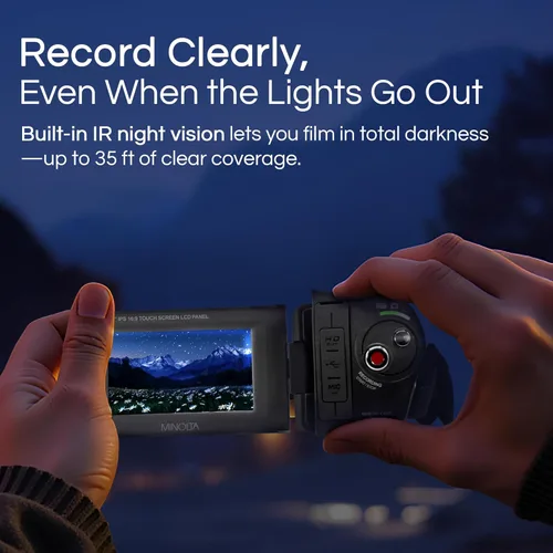 Miniatura 5 de Minolta Videocámara: 4K Ultra HD, fotos de 30 MP, visión nocturna con LED IR, zoom 16X, lapso de tiempo, antivibración, pantalla táctil, formato