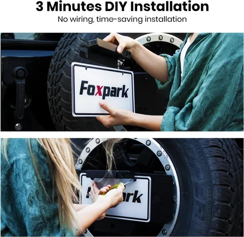 Miniatura 2 de Foxpark Cámara solar inalámbrica de respaldo, Monitor de 1080P 5 pulgadas, sistemas de cámara de respaldo inalámbricos, instalación de bricolaje