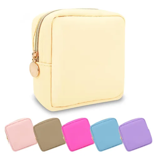 Miniatura 36 de Estuche pequeño para lápices y maquillaje para bolso, lindo estuche de lápices, bolsa de pinceles de maquillaje de nylon con cremallera, estuche