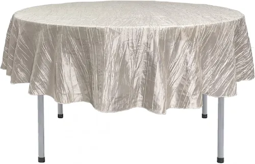 Miniatura 48 de Your Chair Covers - Mantel redondo de tafetán arrugado de 132 pulgadas - Mantel de comedor color champán, brillante aplastado para bodas, fiestas