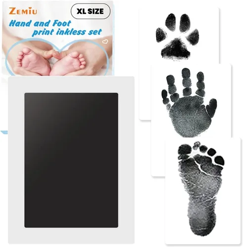 Paquete de 1 almohadillas de tinta grandes de tacto limpio, huellas de manos y huellas de bebé para 0 a 18 meses, kit de huellas y manos sin tinta,