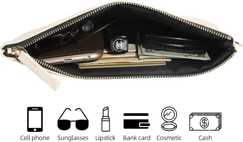 Miniatura 3 de DORISJACKY Bolso de mano de piel de cordero para mujer grande suave con correa Embrague
