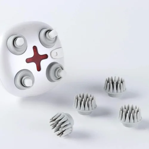 Miniatura 2 de Masajeador eléctrico para cuero cabelludo, rascador de cabeza imita masaje de amasado de cuatro dedos, recargable e impermeable, masajeador de Blanco