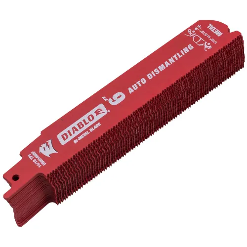Paquete de 25 unidades de hojas para sierra recíproca de 6 pulgadas, 14/18 TPI, bimetálicas, de desmontaje automático, Diablo Steel Demon, para