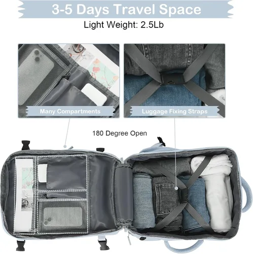Miniatura 8 de Hanples - Mochila de viaje para mujeres y hombres, mochila grande de mano para artículos personales, mochila para laptop aprobada para vuelos TSA