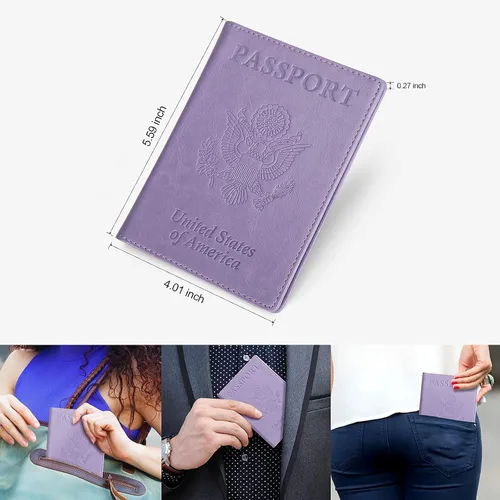 Miniatura 3 de labato - Cartera de piel sintética para pasaporte con tarjetero de vacuna, PúrpuraOmbre Force.