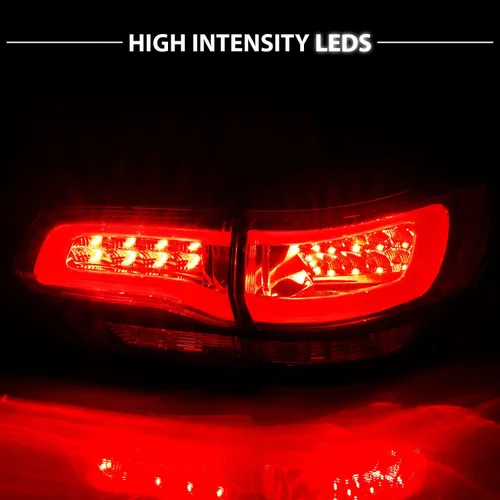 Miniatura 7 de AmeriLite Juego de luces traseras de señal de giro de freno LED rojo/ahumado/negro para Jeep Grand Cherokee 2014-2017 (4 piezas) - lado del pasajero