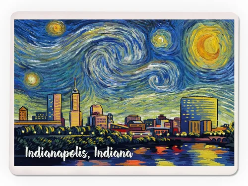 Miniatura 3 de Lantern Press Indianapolis, Indiana, Skyline, Starry Night, 52 Playing Cards for Adults, Poker Size Card Deck