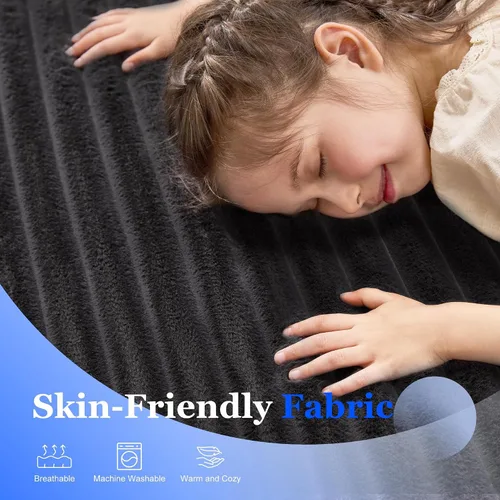 Miniatura 6 de Hobestluk Sofá Individual de Espuma Sillón Sofá para Espacios Pequeños Sofás Cómodos con Funda Extraíble Sofá Peludo con Almohadas para Sala de Negro