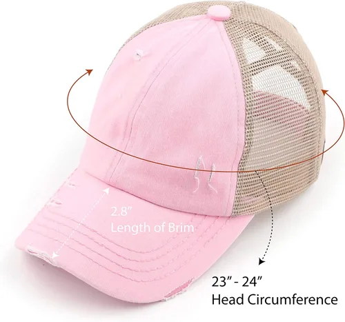 Miniatura 4 de C.C - Gorra de béisbol con diseño para cola de caballo, ajustable, con malla y brillantina