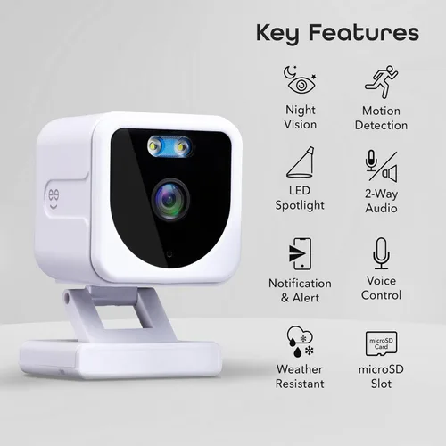 Miniatura 2 de Geeni Mini cámara de seguridad para interiores y exteriores 1080P, paquete de 2, cámaras WiFi inteligentes con detección de movimiento y sonido