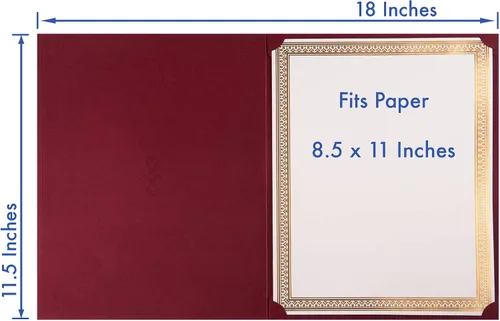 Miniatura 4 de Paquete de 25 portacreditados, 25 tapas de certificados para papel de tamaño carta, 8.5 x 11 pulgadas, carpetas de certificados, color rojo, 9 x