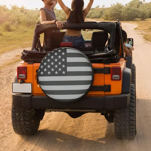 Miniatura 4 de Cubierta de neumático de repuesto con bandera de Estados Unidos, a prueba de polvo, para remolque, RV, SUV y muchos vehículos, 14 pulgadas