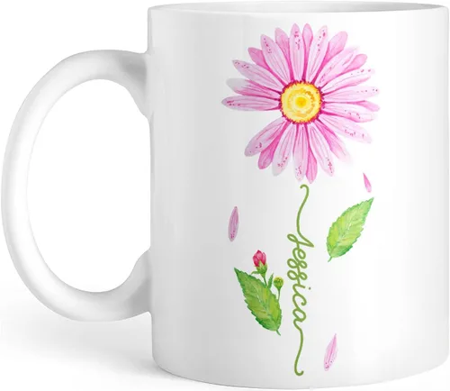 Miniatura 14 de CUBICER Tazas de café personalizadas, flor de hibisco, nombre personalizado, tazas de cerámica blanca, taza de viaje grande, vaso de bebida, regalo
