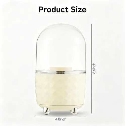 Miniatura 6 de Organizador de brochas de maquillaje blanco, organizador de brochas de maquillaje giratorio de 360°, 5 ranuras para cosméticos, esmalte de uñas